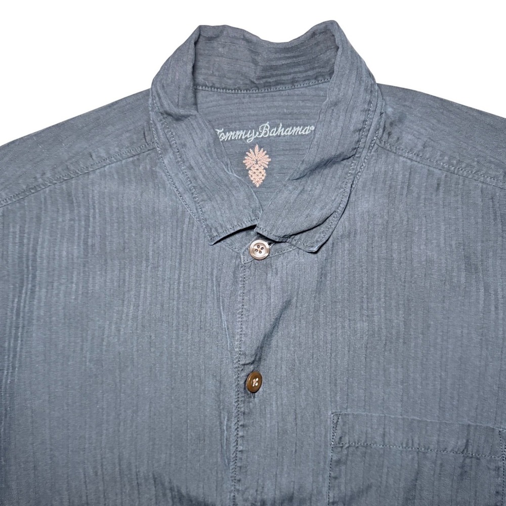 Tommy Bahama Silk Short Sleeve Button Down Shirt Mens XL Black